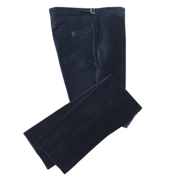Navy Horizontal Corduroy Trousers