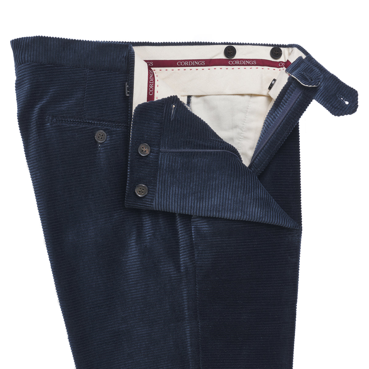 Navy Horizontal Corduroy Trousers