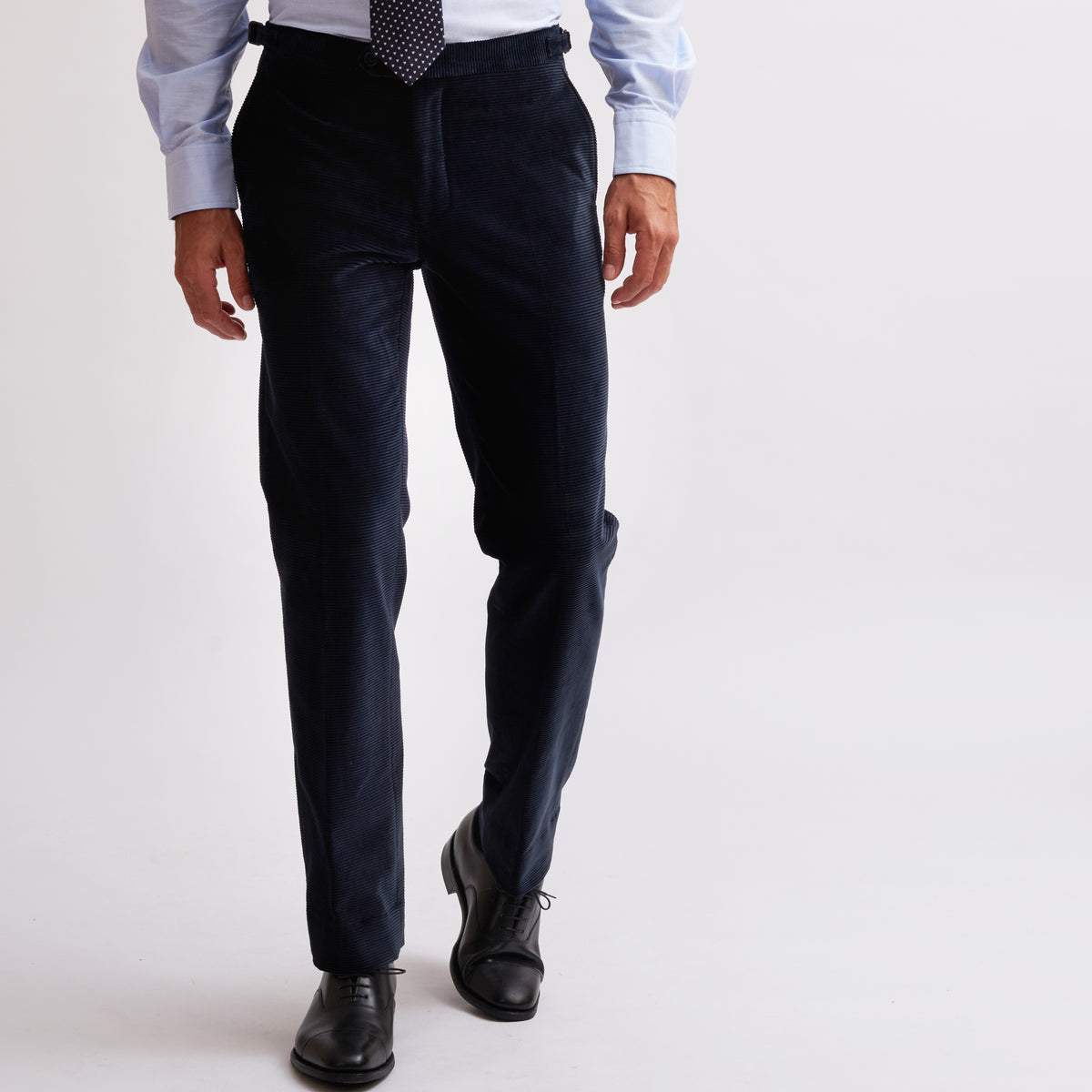Navy Horizontal Corduroy Trousers