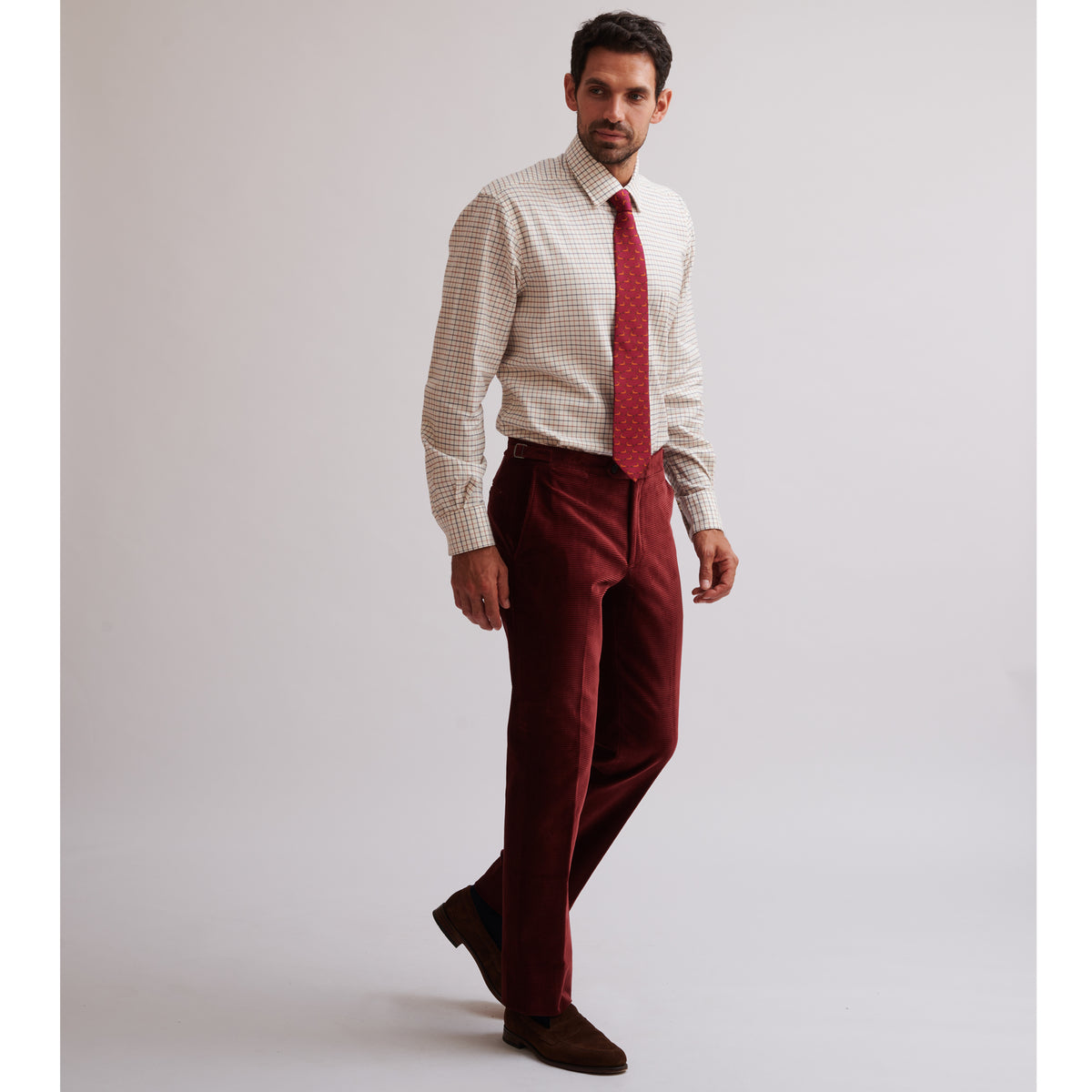 Burgundy Horizontal Corduroy Trousers