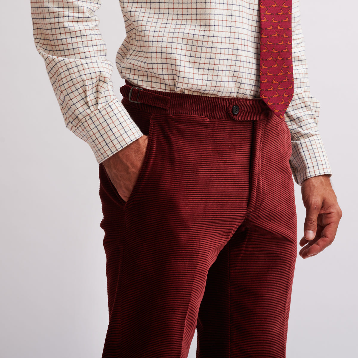 Burgundy Horizontal Corduroy Trousers