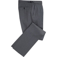 Grey Worsted Flannel Pleated Trousers
