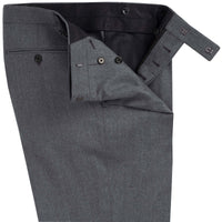 Grey Worsted Flannel Pleated Trousers