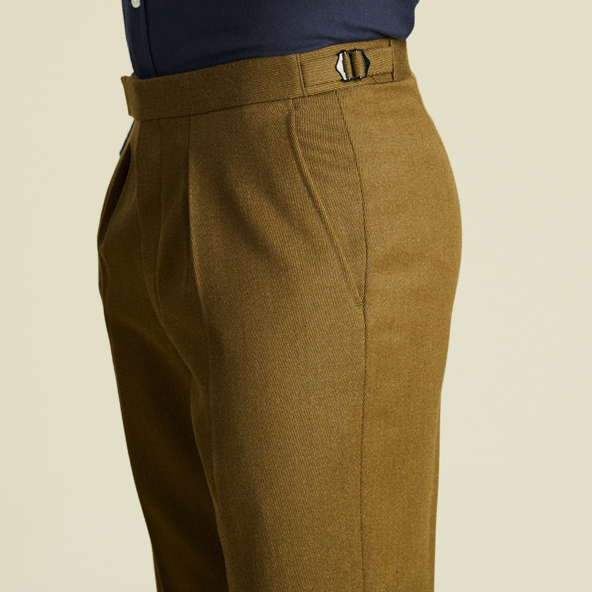 Khaki English Whipcord Side Adjuster Trousers