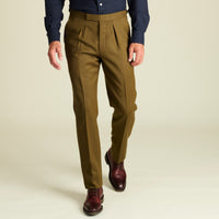 Khaki English Whipcord Side Adjuster Trousers