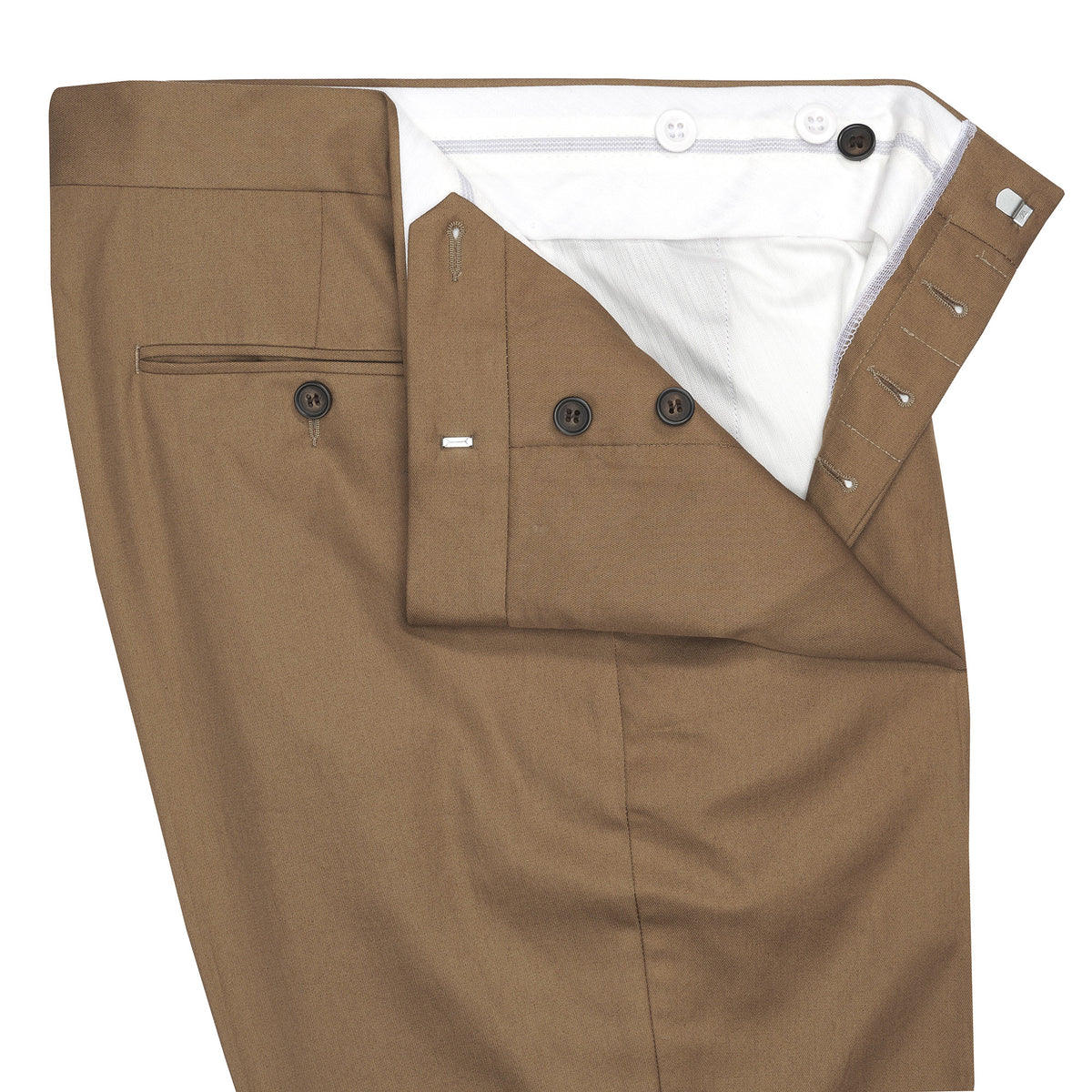 Dark Khaki Cotton Gabardine Drill Suit Trousers