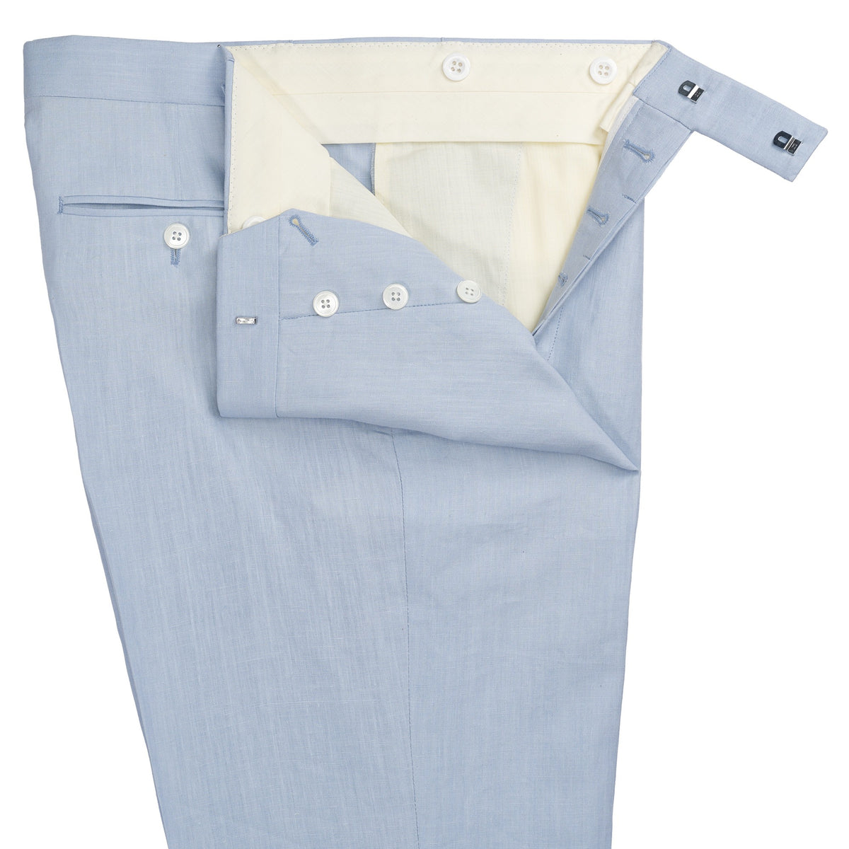 Pale Blue Banbridge Linen Trousers