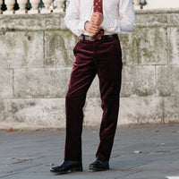 Plum Zip Fly Needlecord Trousers