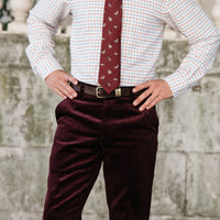 Plum Zip Fly Needlecord Trousers
