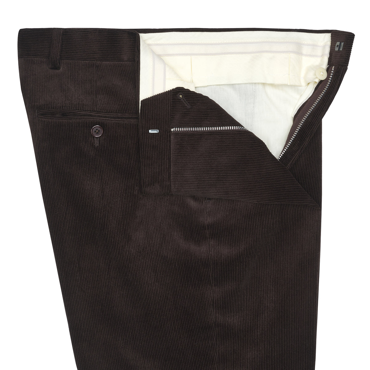 Brown Zip Fly Needlecord Trousers