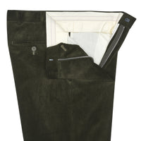 Olive Zip Fly Needlecord Trousers