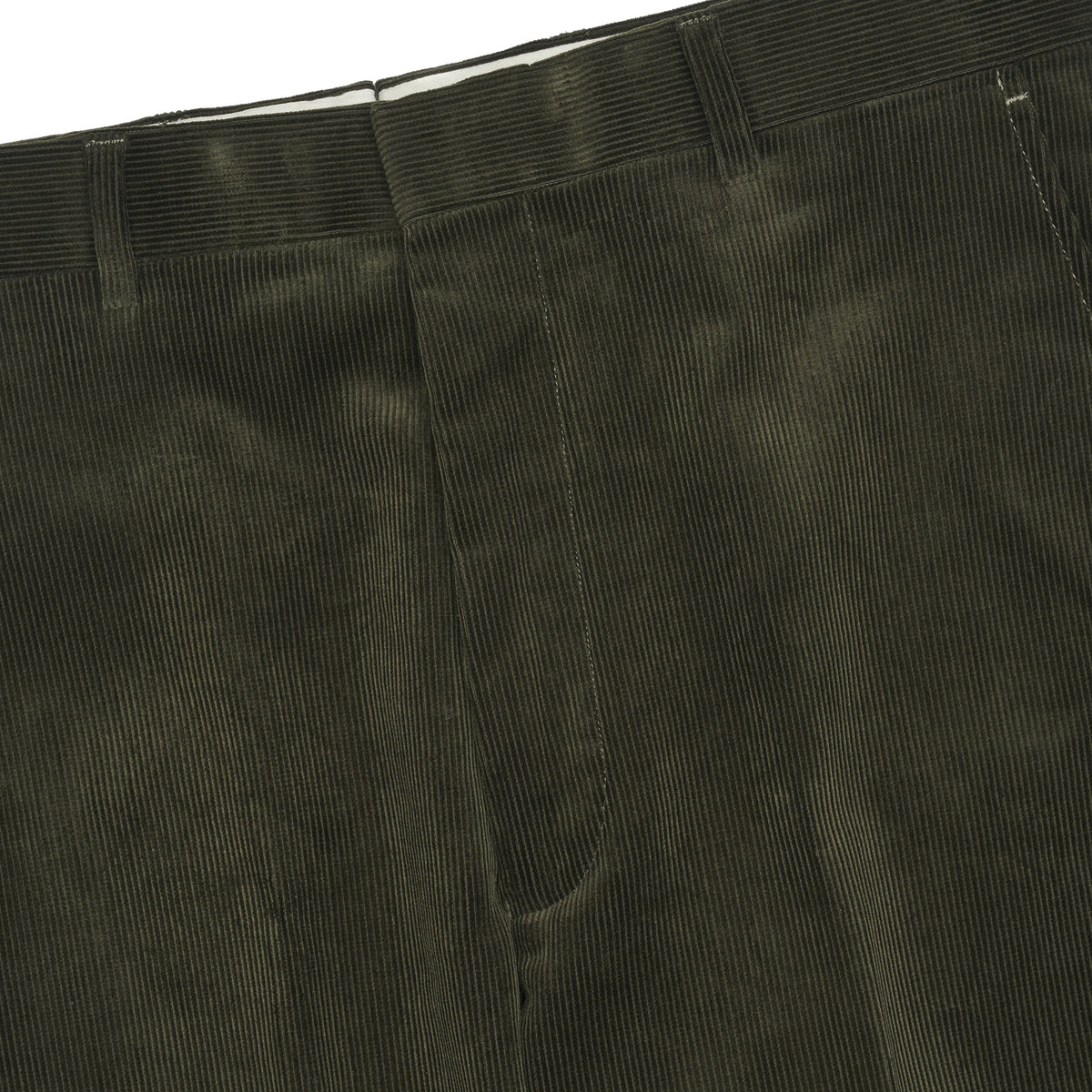 Olive Zip Fly Needlecord Trousers