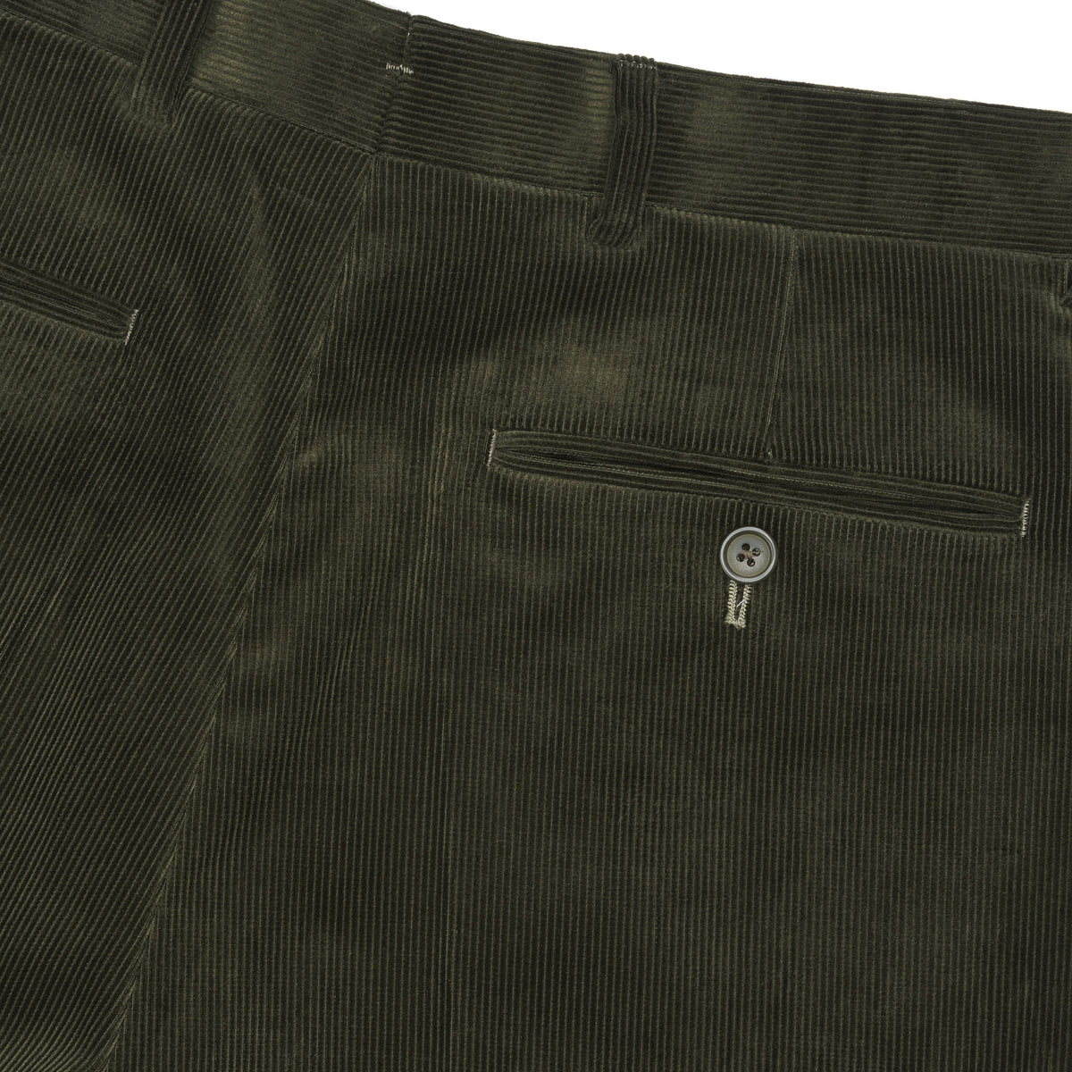 Olive Zip Fly Needlecord Trousers