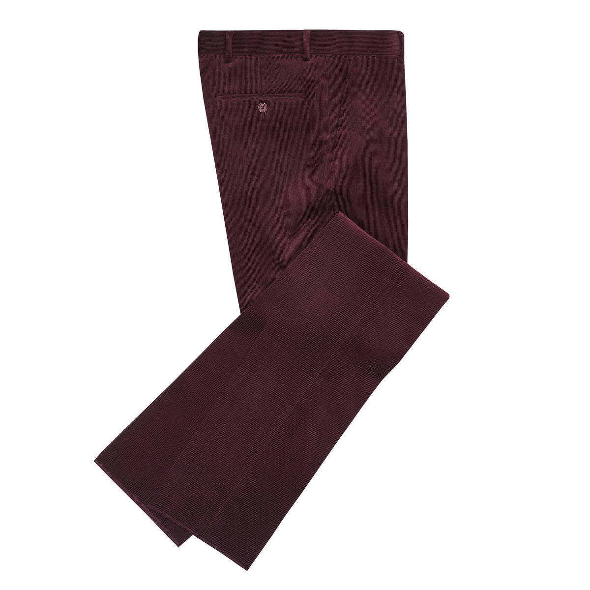 Plum Zip Fly Needlecord Trousers
