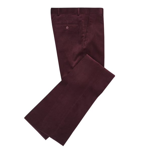 Plum Zip Fly Needlecord Trousers