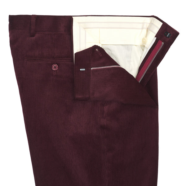 Plum Zip Fly Needlecord Trousers