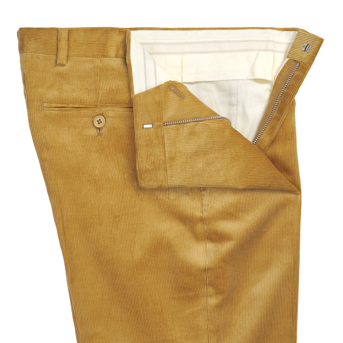Tan Zip Fly Needlecord Trousers