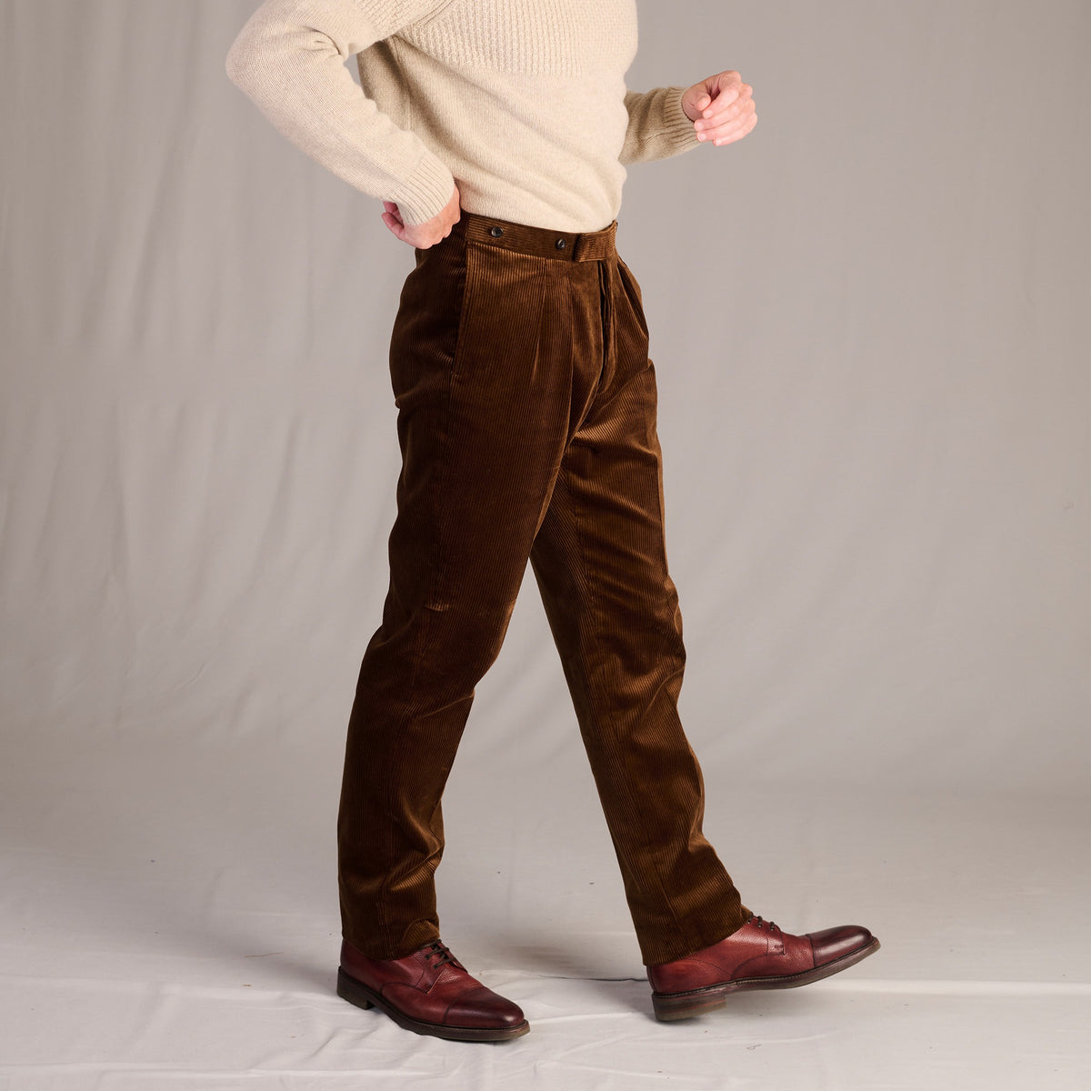 Brown Corduory Fish Tail Trousers
