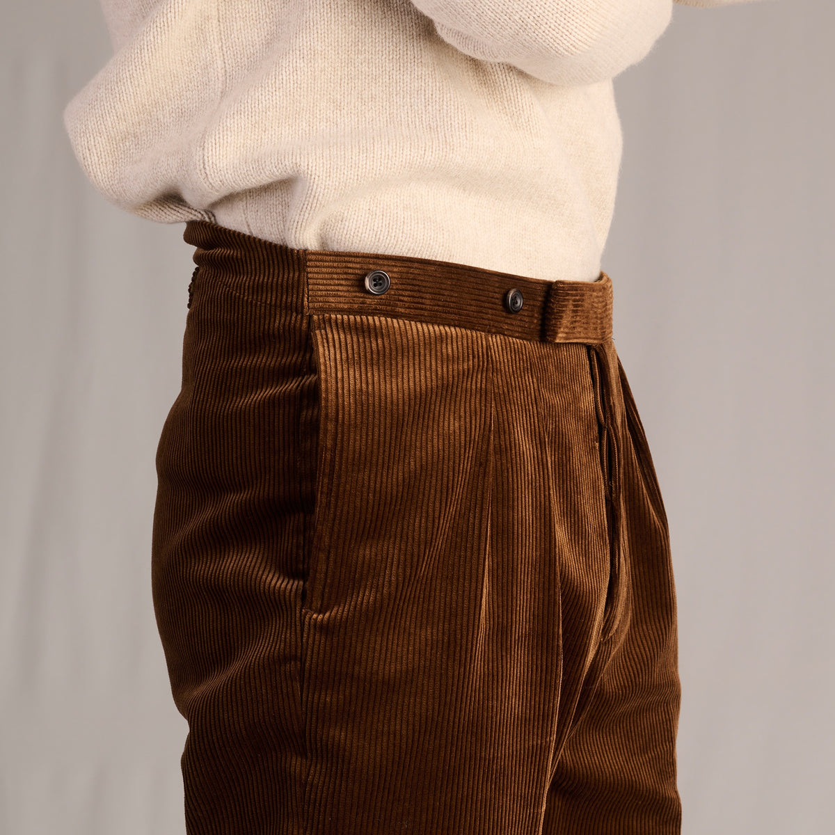 Brown Corduory Fish Tail Trousers