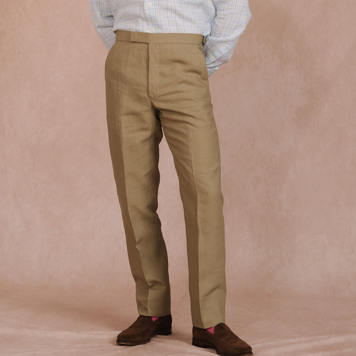 Khaki Lisburn Linen Trousers