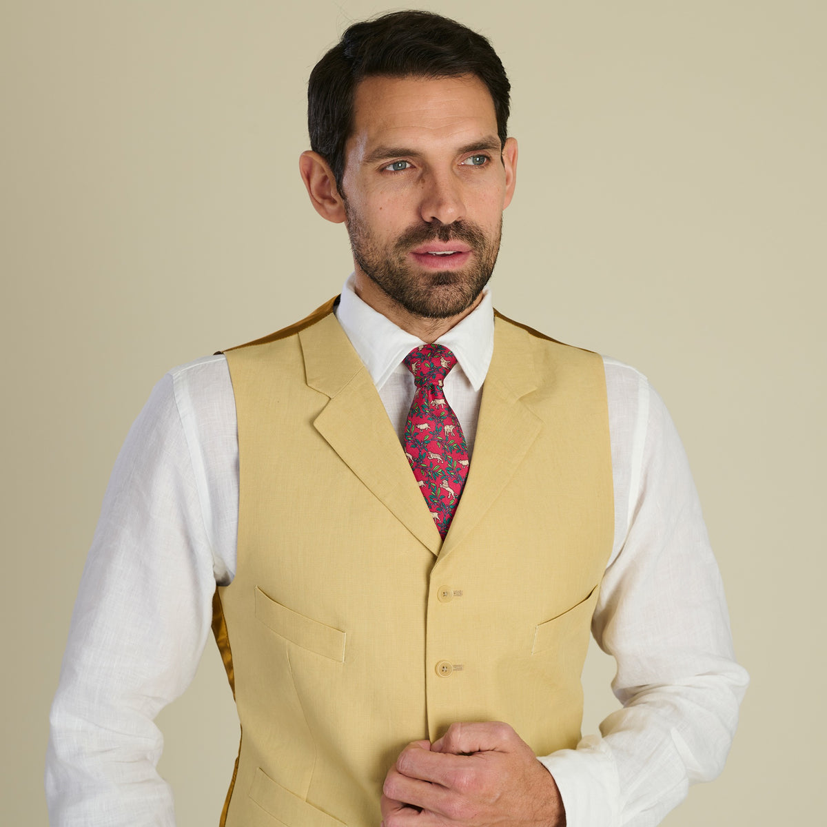 Sand Banbridge Linen Waistcoat
