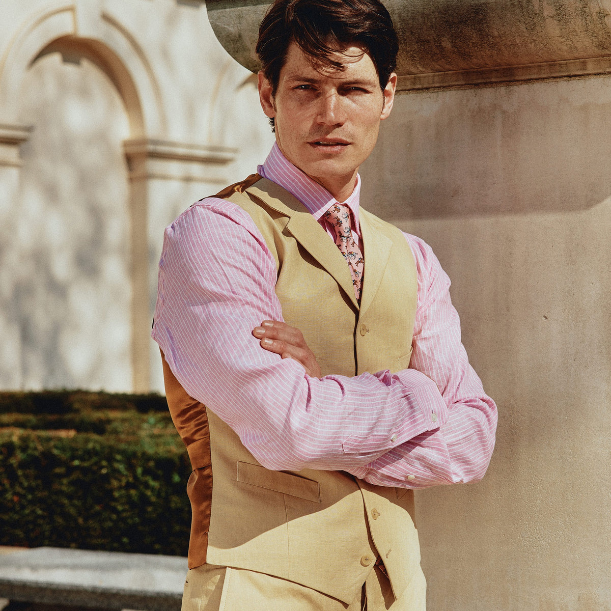 Sand Banbridge Linen Waistcoat