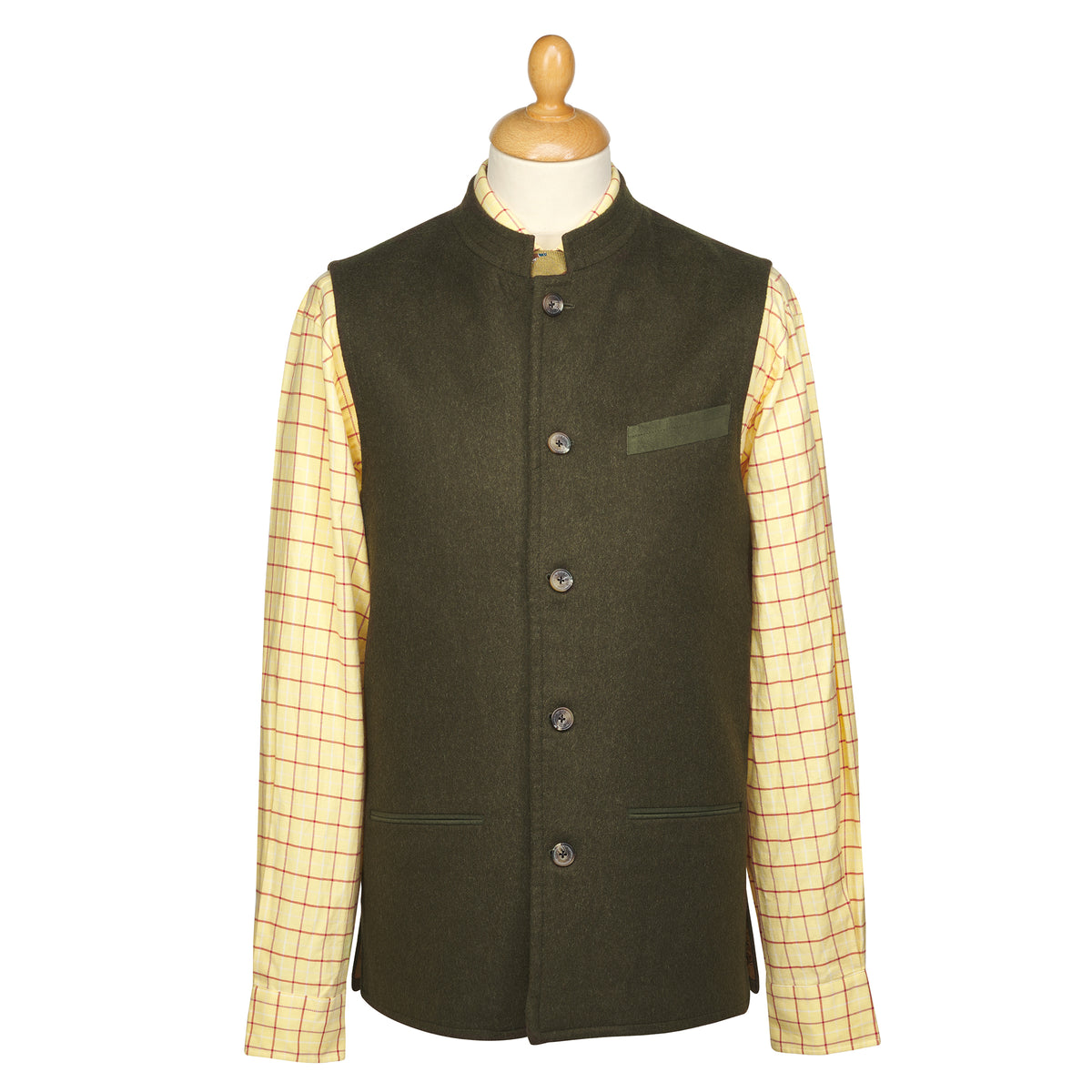 Green Nehru Loden Waistcoat