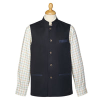 Navy Nehru Loden Waistcoat