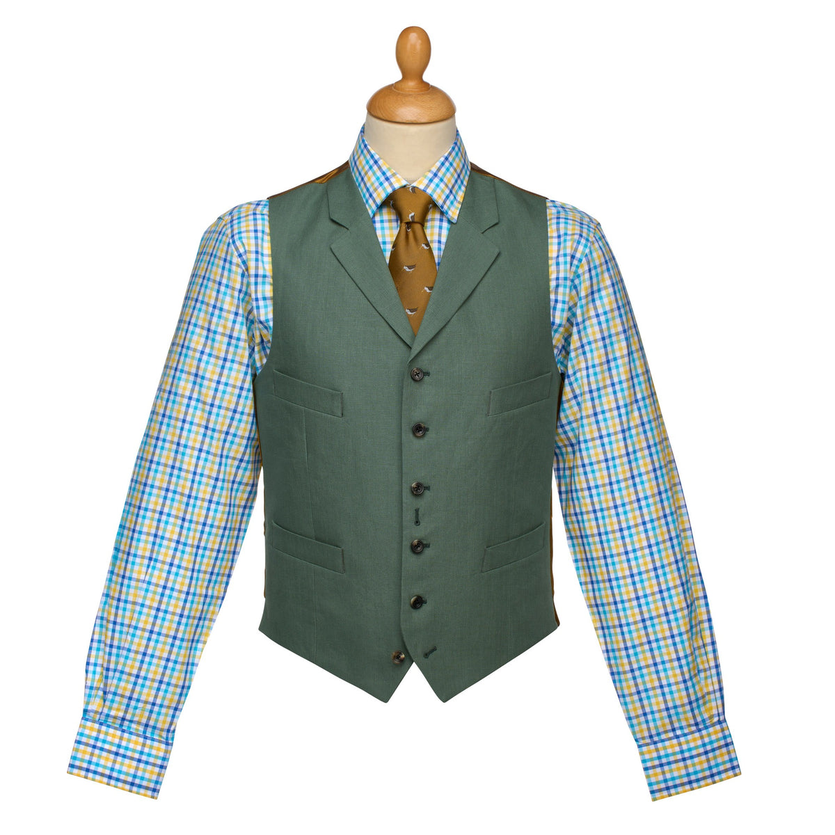 Sage Lisburn Linen Waistcoat