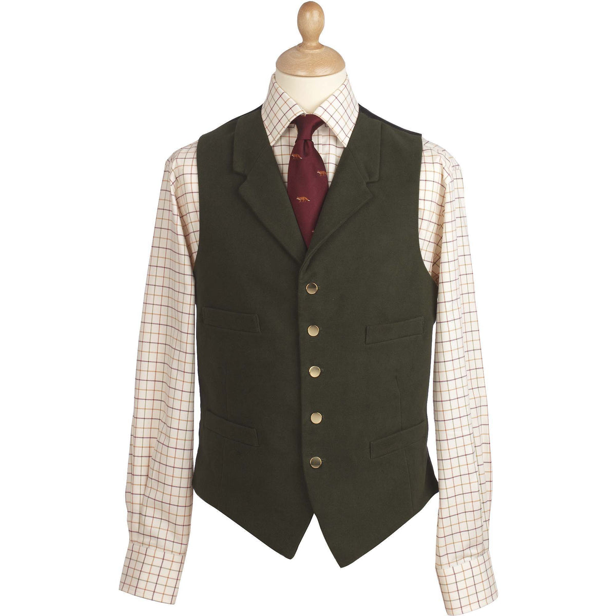 Olive Collared Green Doeskin Waistcoat