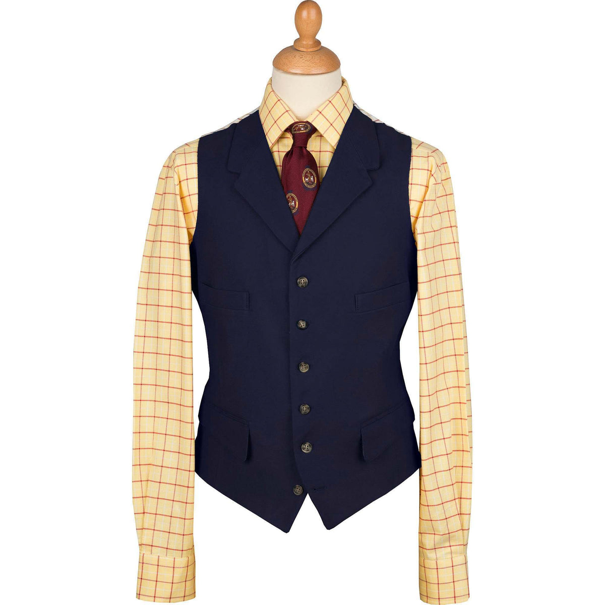 Navy Collared Moleskin Waistcoat