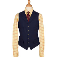 Navy Collared Moleskin Waistcoat