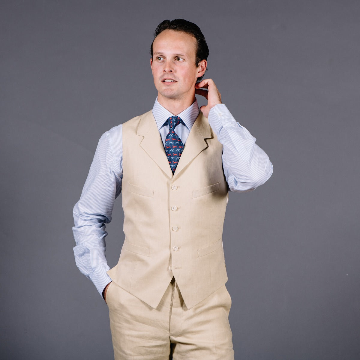 Sand Linen Waistcoat