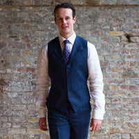 Navy Linen Waistcoat
