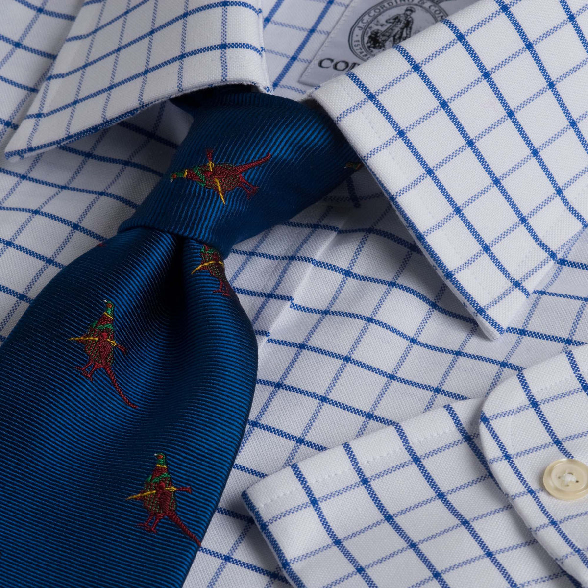 White Blue Check Brushed Oxford Shirt