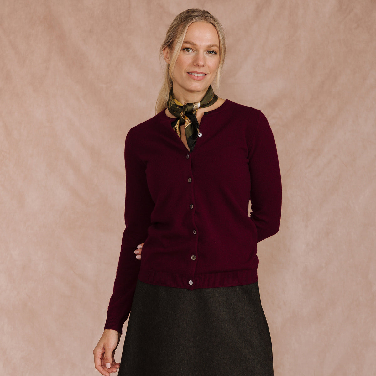 Wine Classic Cashmere Cardigan