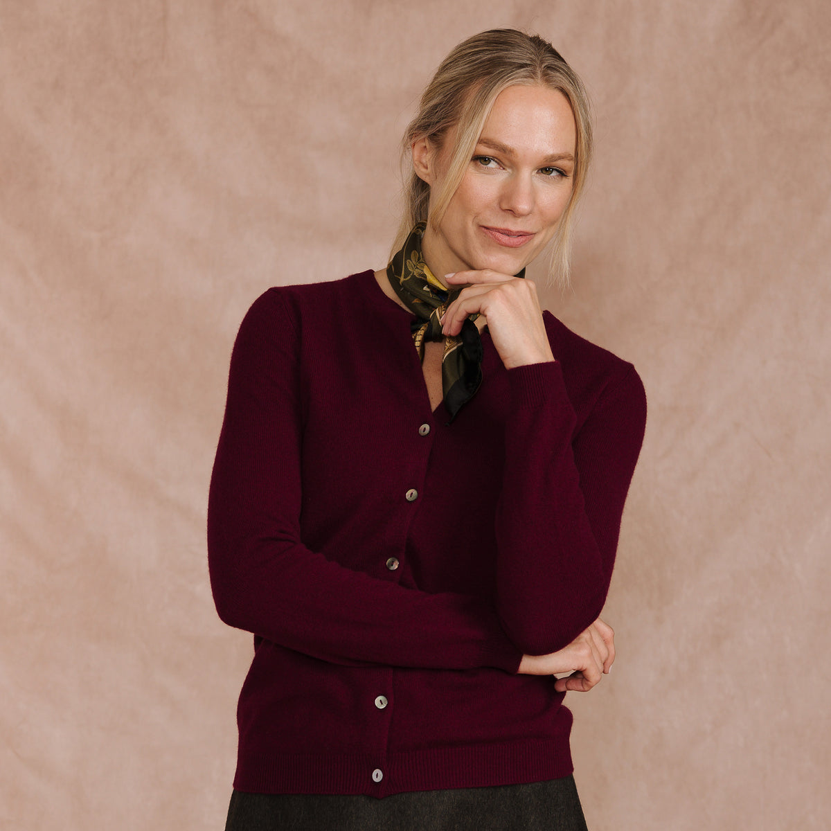 Wine Classic Cashmere Cardigan
